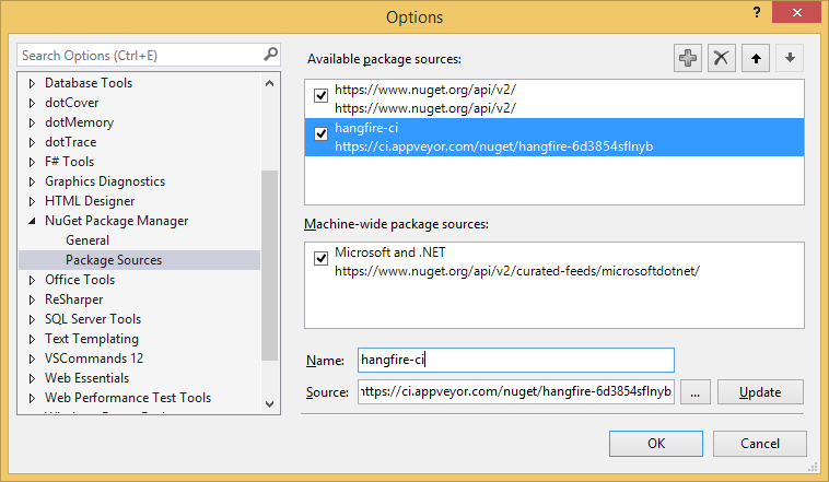 Package Sources Window