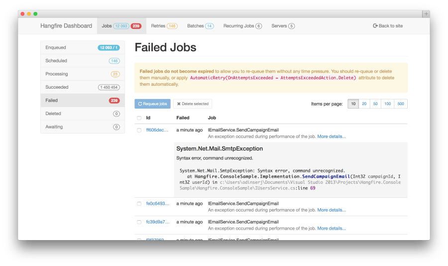 Failed Job List